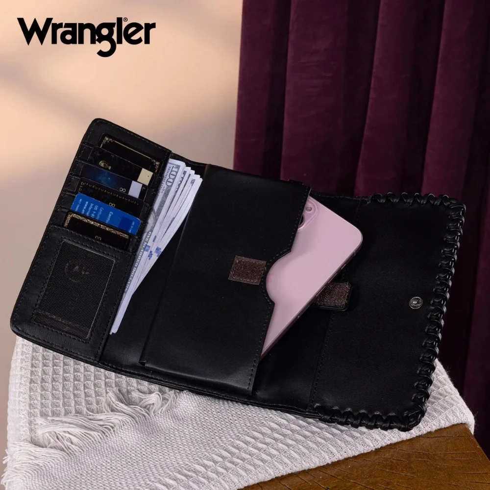 Wrangler Whipstitch Wristlet Wallet Black
